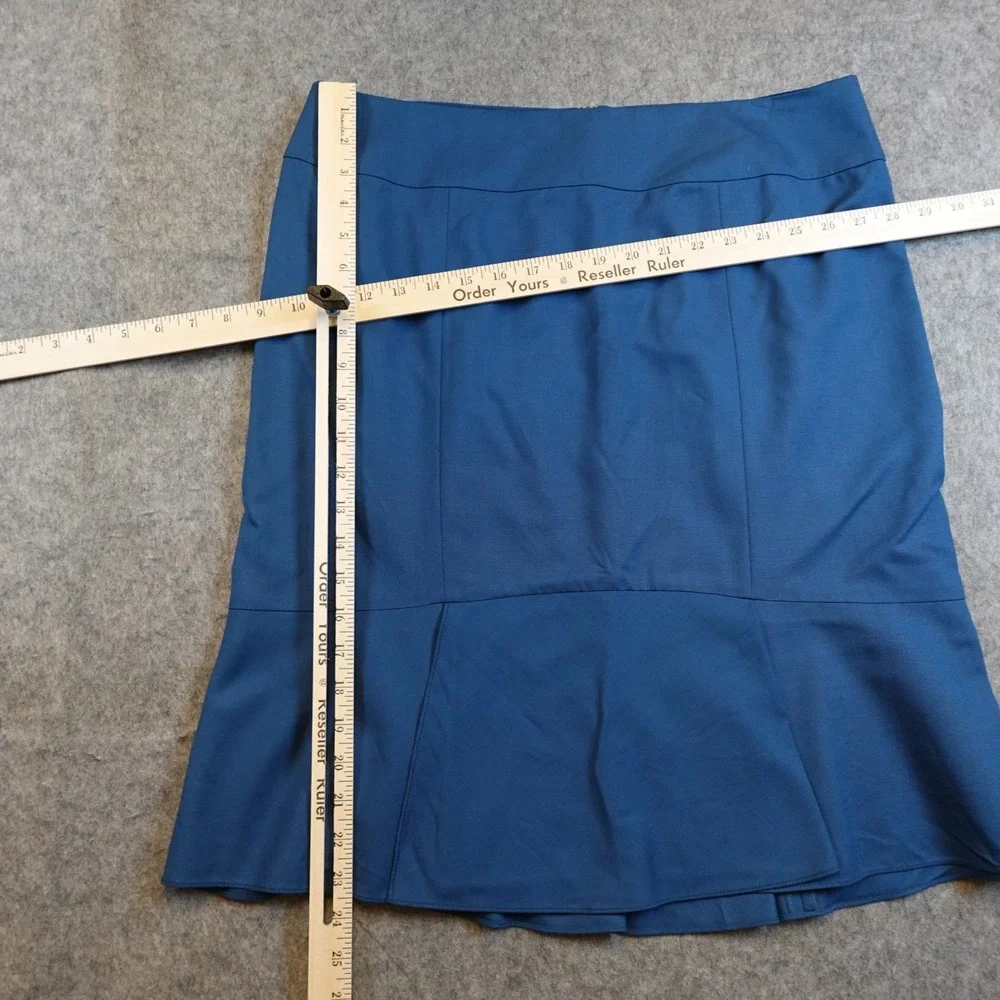 Hugo Boss Skirt Women 10 Blue Wool Blend Tulip Mermaid Career Office Knee Length
